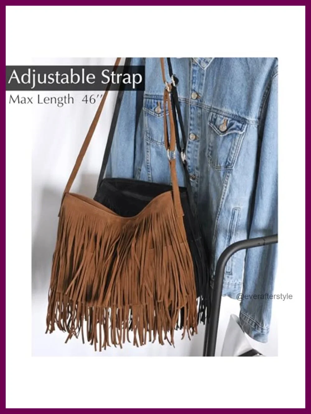 HOXIS Tassel Faux Suede Leather Hobo Cross Body Shoulder Bag Womens Sling Bag